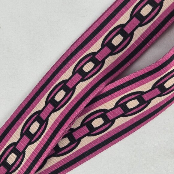 Pink Adjustable Bag Strap Rose Colored Hardware Pebbled Leather Tabs - Picture 4 of 5